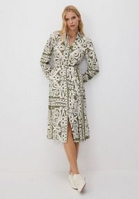 Koszulowa sukienka midi z lyocellem Reserved oliwkowa 553CS-91X