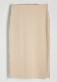 Ołówkowa spódnica z wiskozą Reserved beżowa 7361B-08X