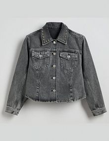 Jeansowa kurtka z dżetami Reserved szara damska 826EV-85J