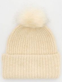 Czapka beanie z pomponem Reserved biała damska 900BC-01X