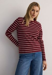 Longsleeve z merceryzowanej bawełny Reserved czerwony damski 9467H-83X