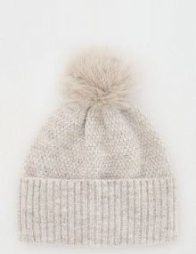 Czapka beanie z pomponem Reserved brązowa damska 955BC-74X