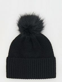 Czapka beanie z pomponem Reserved czarna damska 955BC-99X