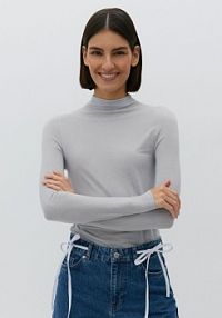 Longsleeve z dodatkiem wełny Reserved szary damski YM712-09X