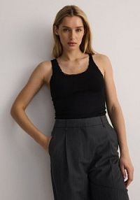 Bawełniany top z koronką Reserved czarny damski ZR394-99X