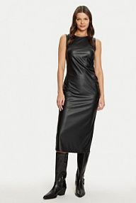 Sukienka skórzana JDY czarna Z imitacji skóry