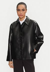 Kurtka skórzana Calvin Klein czarna damska 