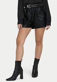 Szorty JDY czarne damskie Z imitacji skóry