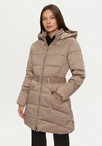 Kurtka puchowa Guess brązowa damska Płaszcz zimowy