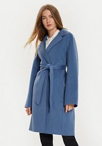 Płaszcz Tommy Hilfiger niebieski damski Wełniany