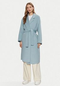Płaszcz Calvin Klein niebieski damski Wełniany
