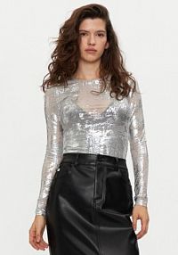 Bluzka Noisy May srebrna damska 