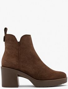 Brązowe botki ze skóry welurowej na masywnym spodzie debra Ryłko EAN 5PVB0 X 2TA