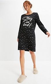 Koszula nocna z długim rękawem, z bawełny organicznej  Bonprix