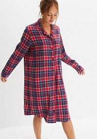 Koszula nocna z tkaniny flanelowej, z plisą guzikową  Bonprix