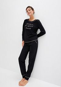 Piżama z miękkiej bawełny, z wpuszczanymi kieszeniami  damska Bonprix