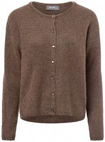 Kardigan z zawartością alpaki  MMAlmine Kobiety Wełna brązowy jednolity XS MOS MOSH