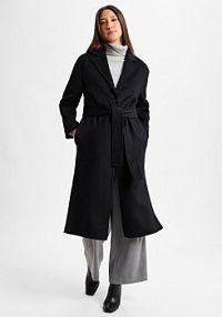 Płaszcz wełniany  Kobiety Sztuczne włókno czarny jednolity 44 IPURI damski