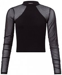 Koszulka z długim rękawem  NMMaya Halterneck Optic Top Kobiety Bawełna czarny jednolity XS Noisy May damski