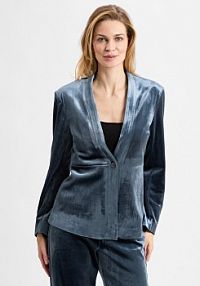 Aksamitny blezer   Sinty Kobiety Sztuczne włókno niebieski jednolity XL mbyM