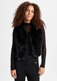 Kamizelka  Kobiety Sztuczne włókno czarna jednolity L zero damska