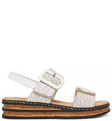 Sandały na obcasie Rieker białe