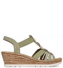 Sandały na obcasie Rieker zielone