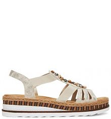 Sandały na obcasie Rieker granatowe