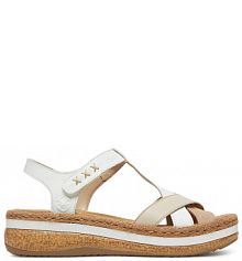 Sandały na obcasie Rieker białe