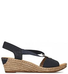 Sandały na obcasie Rieker granatowe