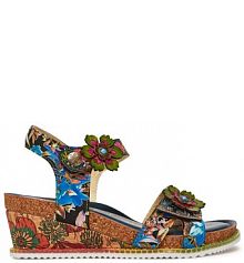 Sandały na obcasie Laura Vita granatowe