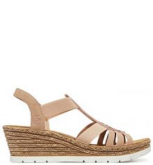 Sandały na obcasie Rieker różowe