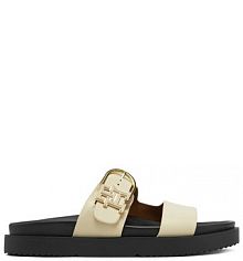 Klapki Tommy Hilfiger écru damskie