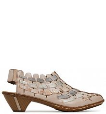 Sandały na obcasie Rieker beżowe