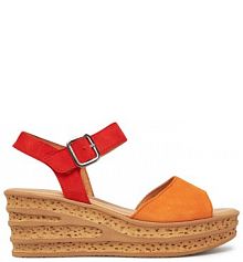 Sandały na obcasie Gabor pomarańczowe