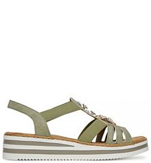 Sandały na obcasie Rieker zielone