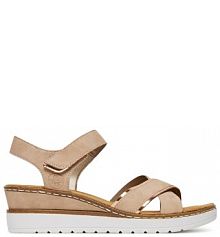 Sandały na obcasie Rieker różowe