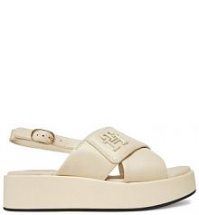 Sandały na obcasie Tommy Hilfiger beżowe