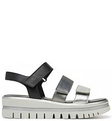 Sandały na obcasie Gabor srebrne