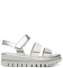 Sandały na obcasie Gabor srebrne