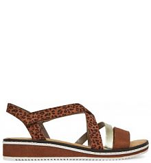 Sandały na obcasie Rieker brązowe