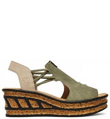 Sandały na obcasie Rieker zielone