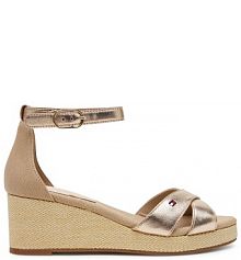 Sandały na obcasie Tommy Hilfiger beżowe