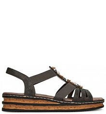 Sandały na obcasie Rieker szare