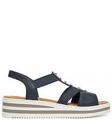 Sandały na obcasie Rieker granatowe