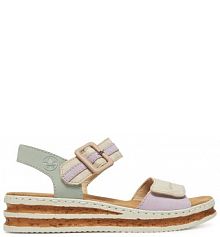 Sandały na obcasie Rieker beżowe