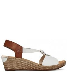 Sandały na obcasie Rieker białe