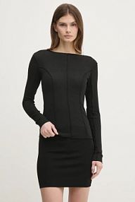 Longsleeve Sisley  czarny damski 33FEL106W