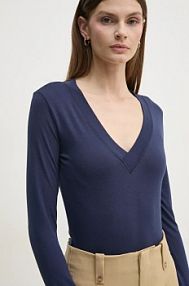 Longsleeve Sisley  granatowy damski 33FEL400V