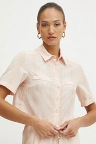 Koszula z krótkim rękawem Fracomina  beżowa FS25ST6004W78